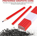 Set of 12 black lead carpenter pencils with flat octagonal bodies for woodworking and marking projects.