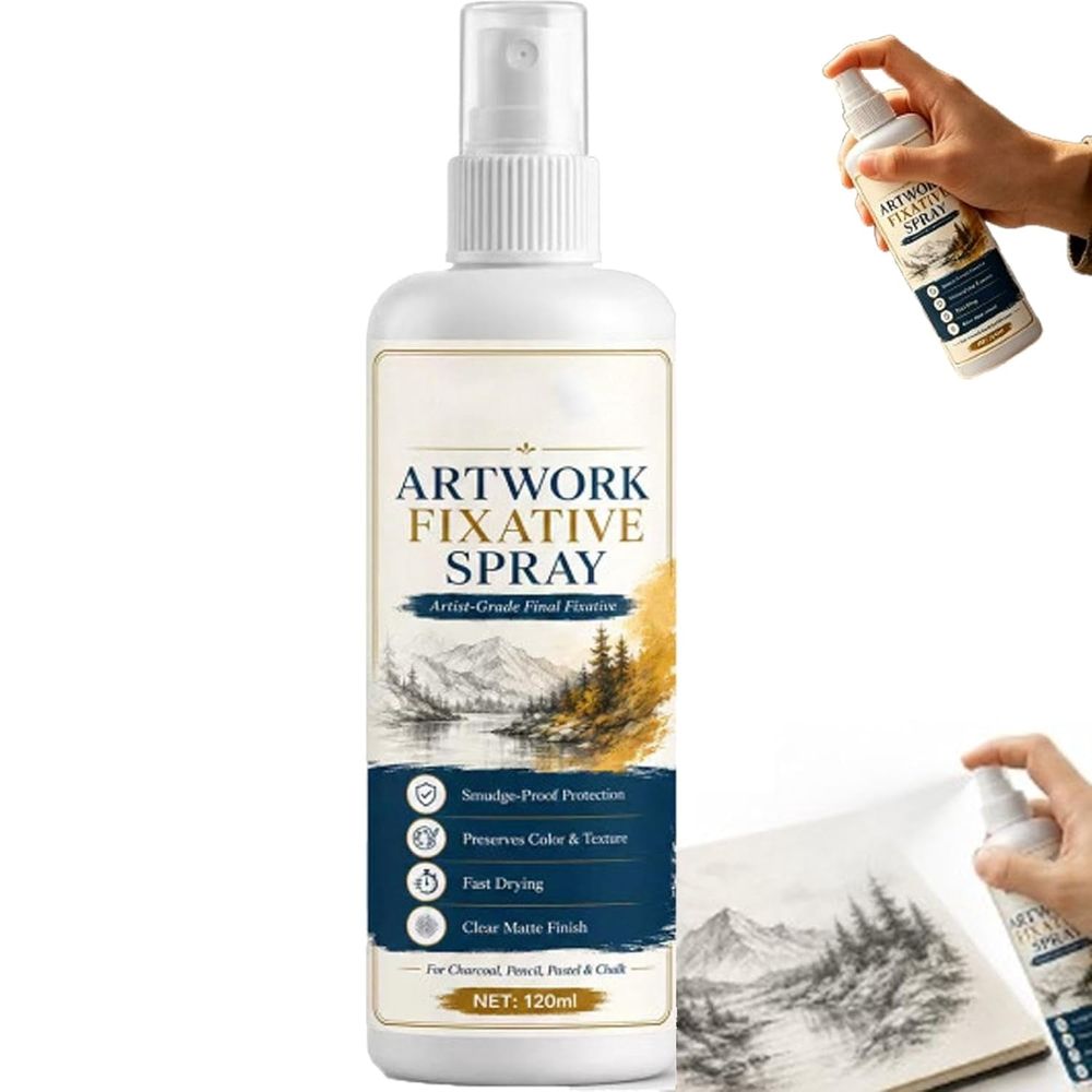 Fast drying fixative spray by Everything Baby for art, suitable for charcoal, pastel, and sketches, dries quickly and lasts.