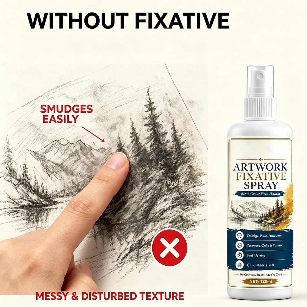 Fast drying artwork fixative spray by Everything Baby, 4.06 oz, for charcoal, pastel, and sketching, dries quickly and lasts.