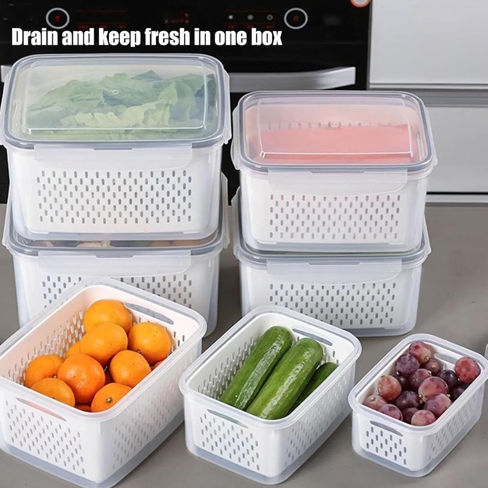 Stackable fruit container set with removable colander, leak-proof design, for baby and kids feeding by Everything Baby.
