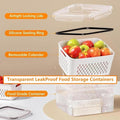 Baby fruit container set with removable colander, leak-proof design, and stackable features for easy feeding and storage.