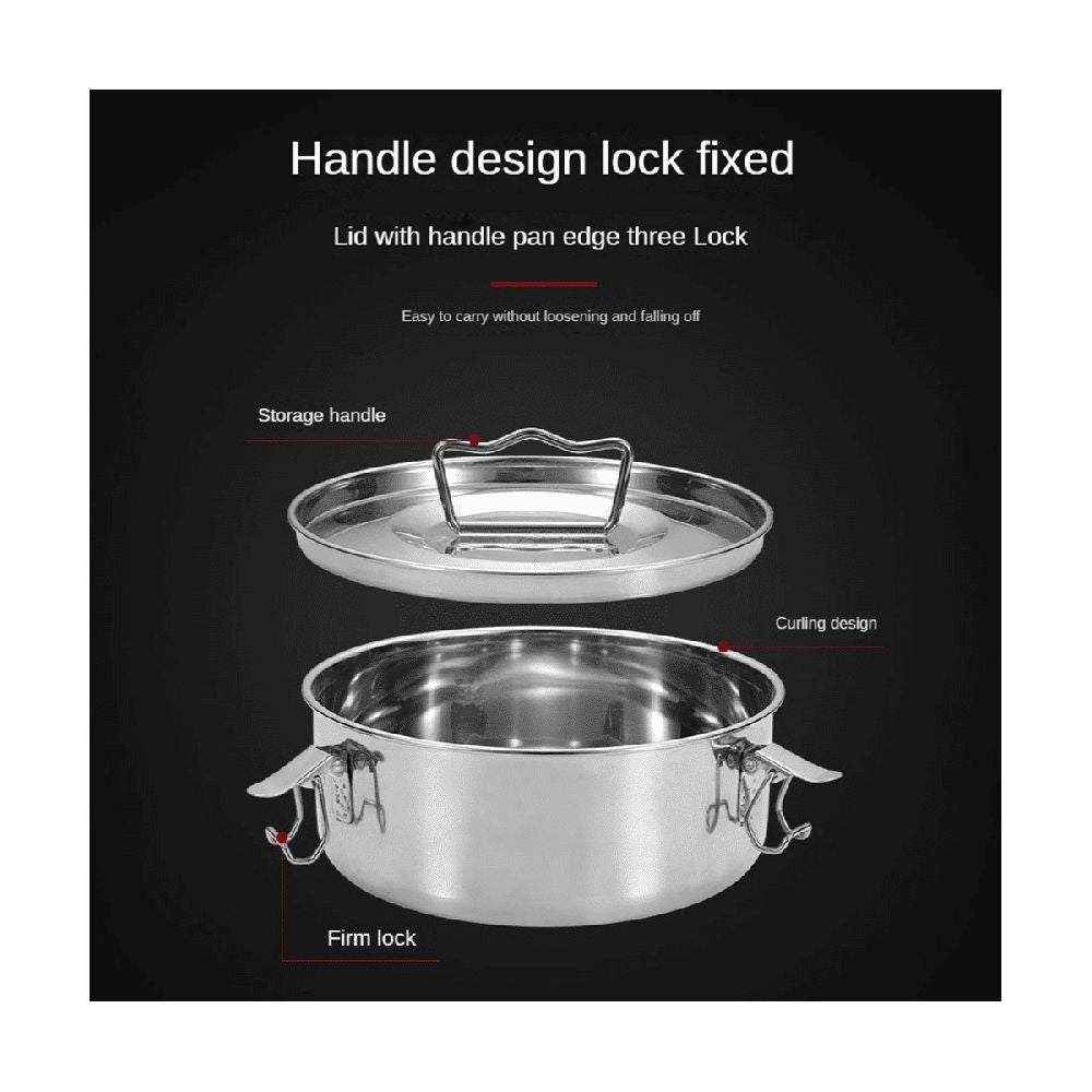 Stainless steel non-stick flan mold with lid, designed for pretend play, part of baby and kid's toy kitchen set by Everything Baby.