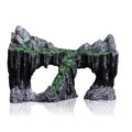Colorful resin aquarium decoration featuring simulated rock mountain ornament with cave for fish tank hiding and play area
