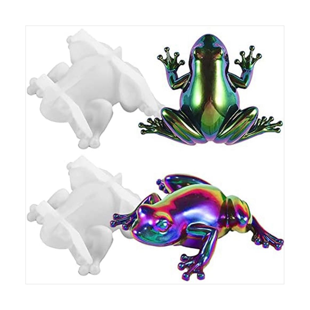 Two frog-shaped resin molds for epoxy casting, 3D cute animal silicone molds for baby and kids nursing and feeding projects.