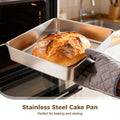 Stainless steel cake pan set with lids, rectangle shape, for baking and cooking, suitable for kids' pretend play activities.