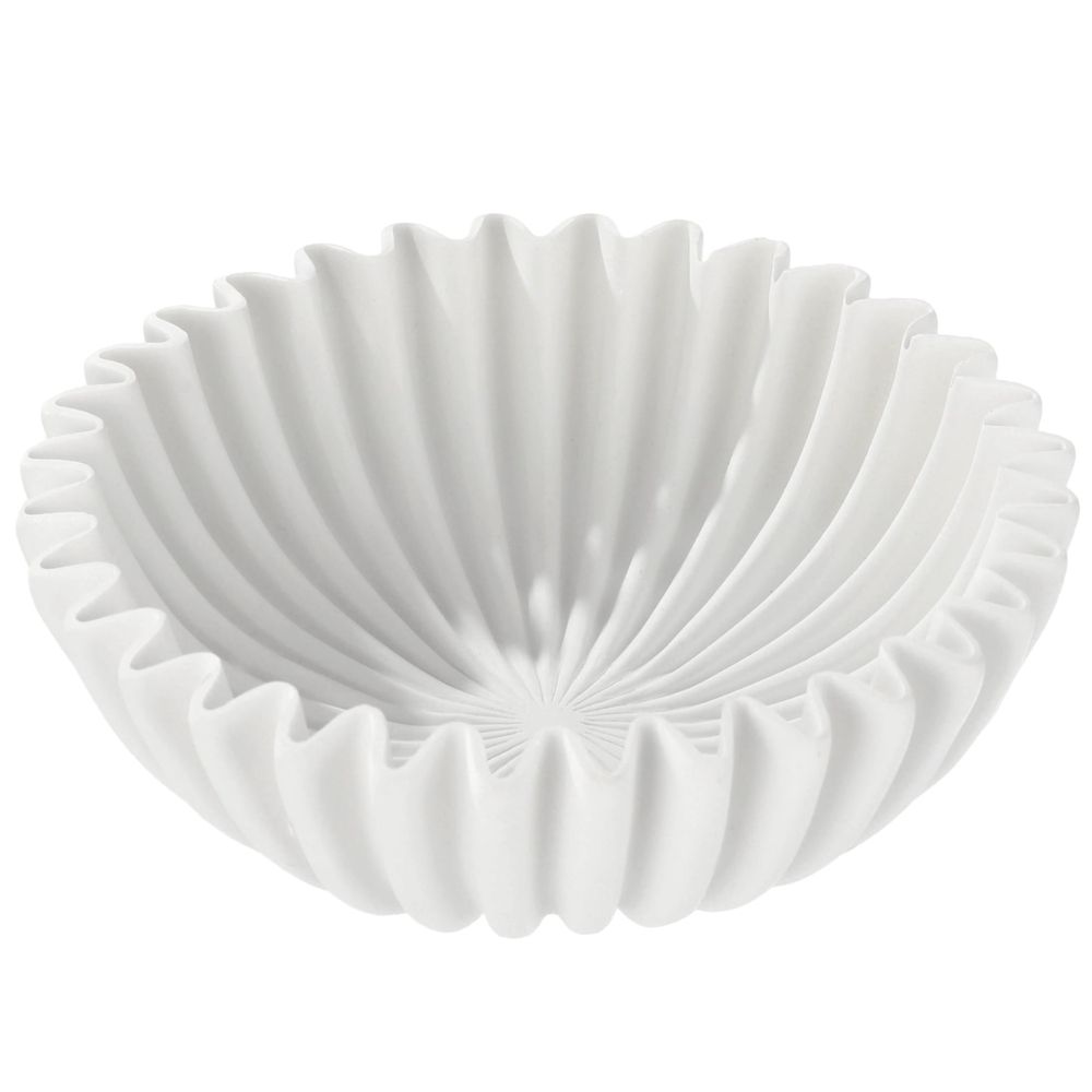 Decorative ruffle bowl with French wave design, versatile for fruit, keys, or decor on tables and shelves in stylish home settings.