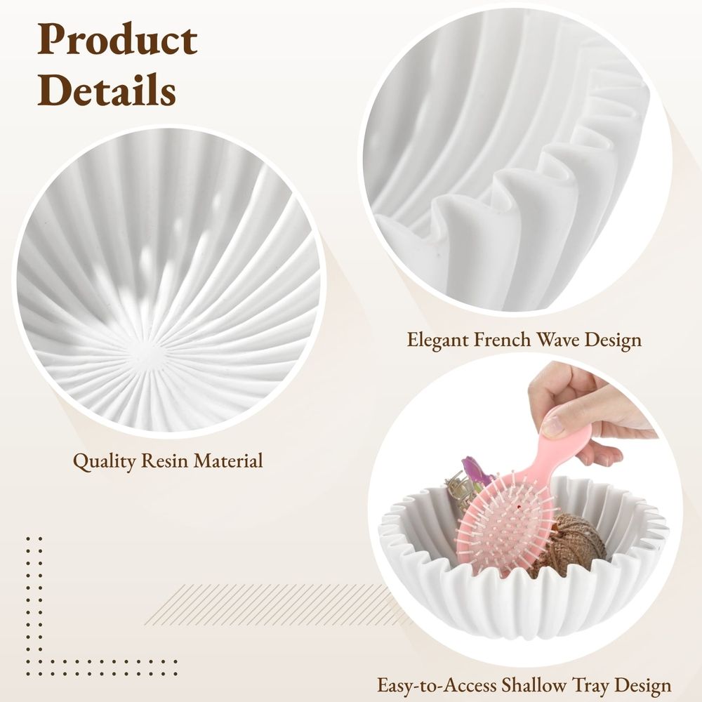 Decorative ruffle bowl with French wave design, used as a stylish home decor accent for fruit, keys, or toys.
