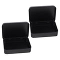 Two black metal small tins with lids for game card storage and accessories, ideal for organizing kids' items and small accessories.