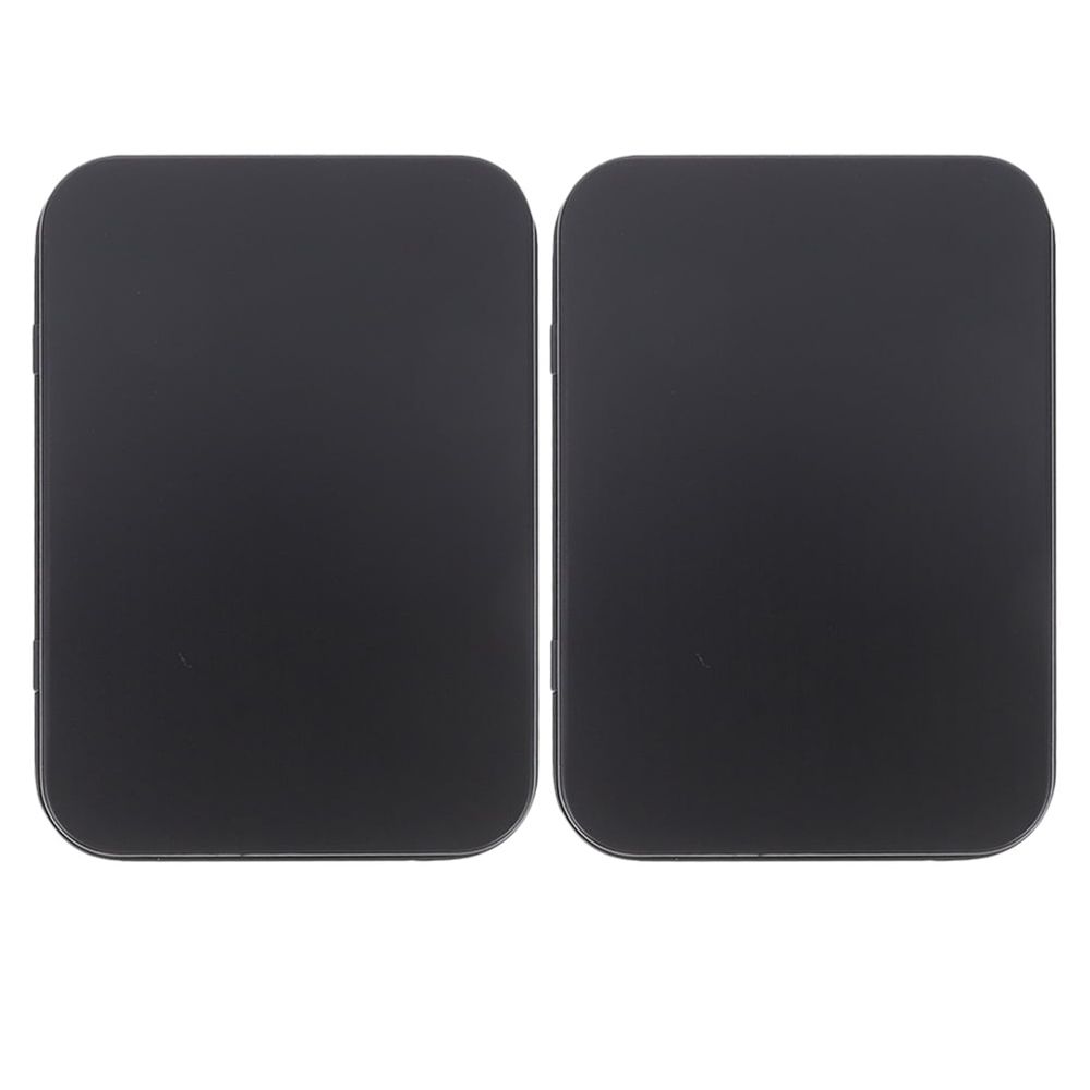 Black metal small tin with lid, ideal for game card storage and accessories, suitable for kids' backpacks.