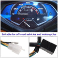 Digital motorcycle gear indicator by Everything Baby, mounted on a bike handlebar, showing gear display for offroad and street riding.