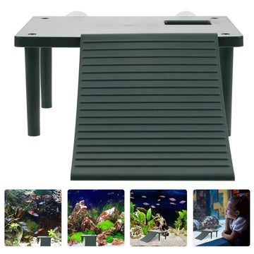 Green plastic turtle basking table enrichment toy for turtles, designed for outdoor play and enrichment.