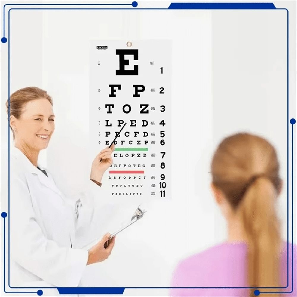 Baby eye chart for visual acuity testing, part of Kids' furniture by Everything Baby, used for school, home, and medical exams.