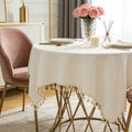 Round cotton tablecloth with tassels, soft and dust-proof fabric, suitable for kitchen or dining table, by Everything Baby.