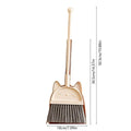 Kids stainless steel broom and dustpan set with long handle, ideal for pretend play in kitchen and home indoor outdoor.