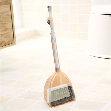 Kids mini broom and dustpan set by Everything Baby, toddler cleaning toy for pretend play and safe household help.