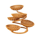 Small woven fruit basket stand with imitation rattan design, ideal for farmhouse-style vegetable storage and salad serving.