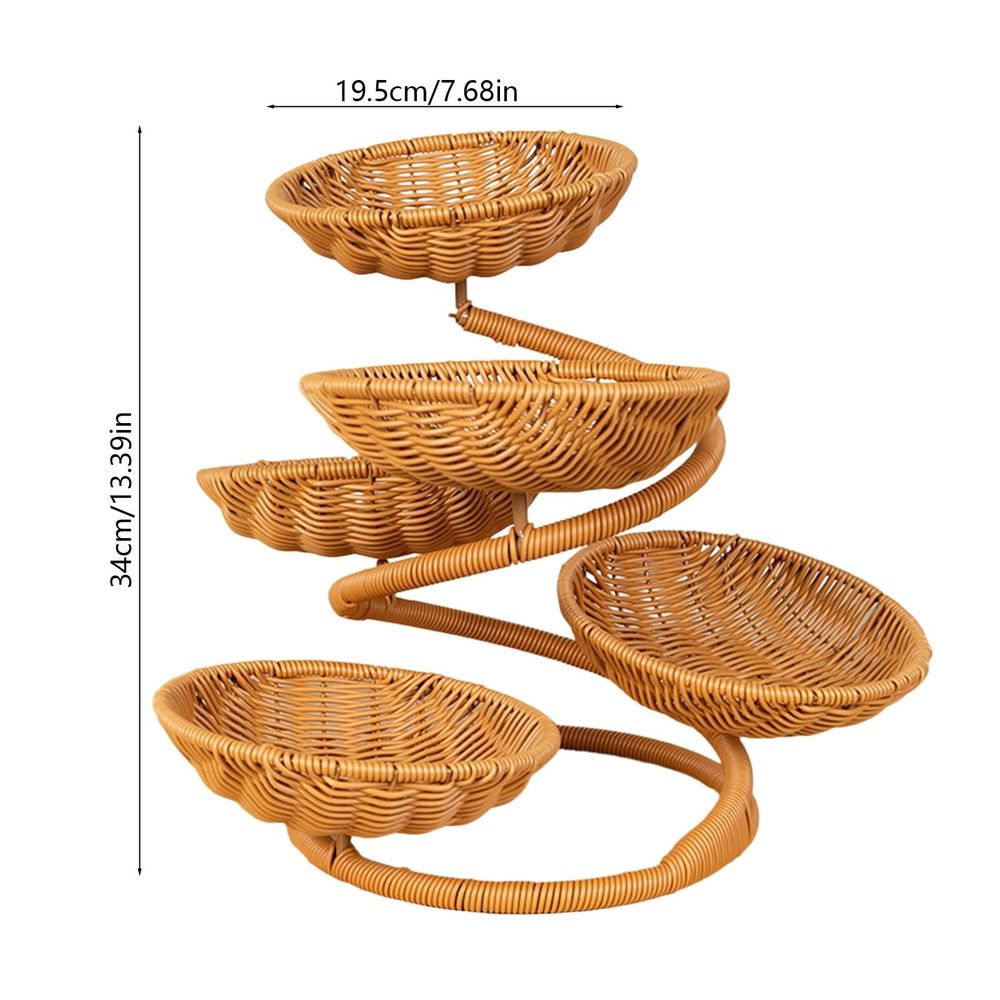 Small woven fruit basket stand by Everything Baby, rustic imitation rattan vegetable storage for farmhouse kitchen display.