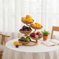 Small woven fruit basket stand with imitation rattan design, perfect for rustic vegetable storage and countertop display.