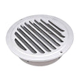 Round stainless steel vent cover with screen mesh, suitable for kitchen, bathroom, or office ventilation.