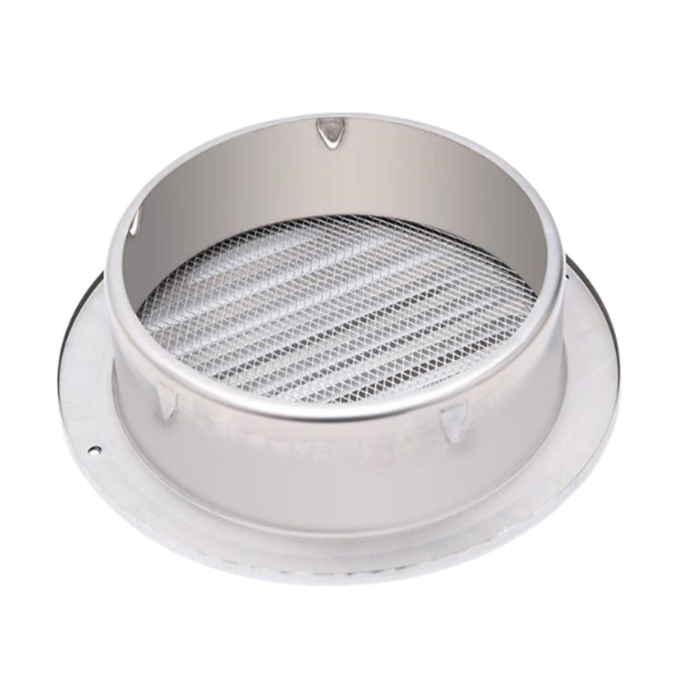 Round stainless steel vent cover with screen mesh, suitable for kitchen, bathroom, or office ventilation, from Everything Baby.
