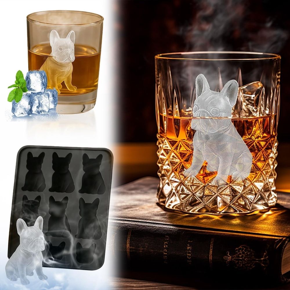 French Bulldog silicone popsicle mold by Everything Baby, flexible ice mold for homemade drinks and fun Bulldog-themed treats.