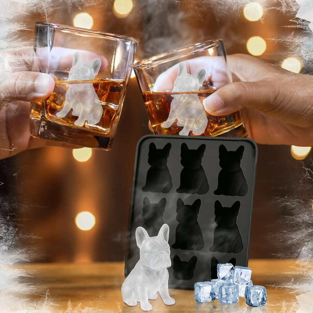 French Bulldog silicone popsicle mold by Everything Baby, flexible ice maker for fun homemade drinks and dog-themed pretend play.