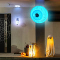 Green inflatable Halloween decoration with LED-lit bloodshot eyeballs, ideal for outdoor garden or lawn Halloween decor.