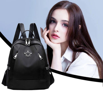 Women’s anti-theft water-repellent backpack with large capacity, convertible straps, stylish design, ideal for travel, hiking, and daily use.