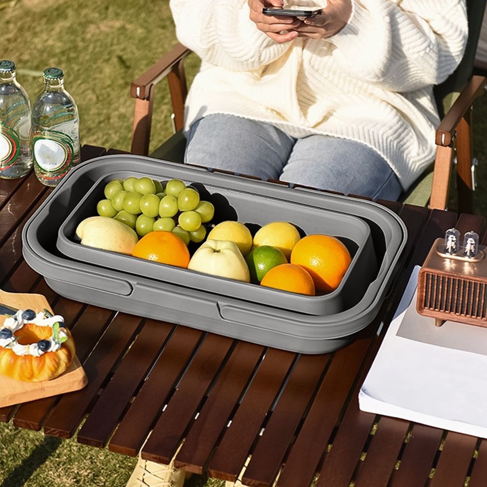 Foldable camping storage box by Everything Baby with water-repellent material, large capacity, hidden handle, ideal for outdoor and picnic use.