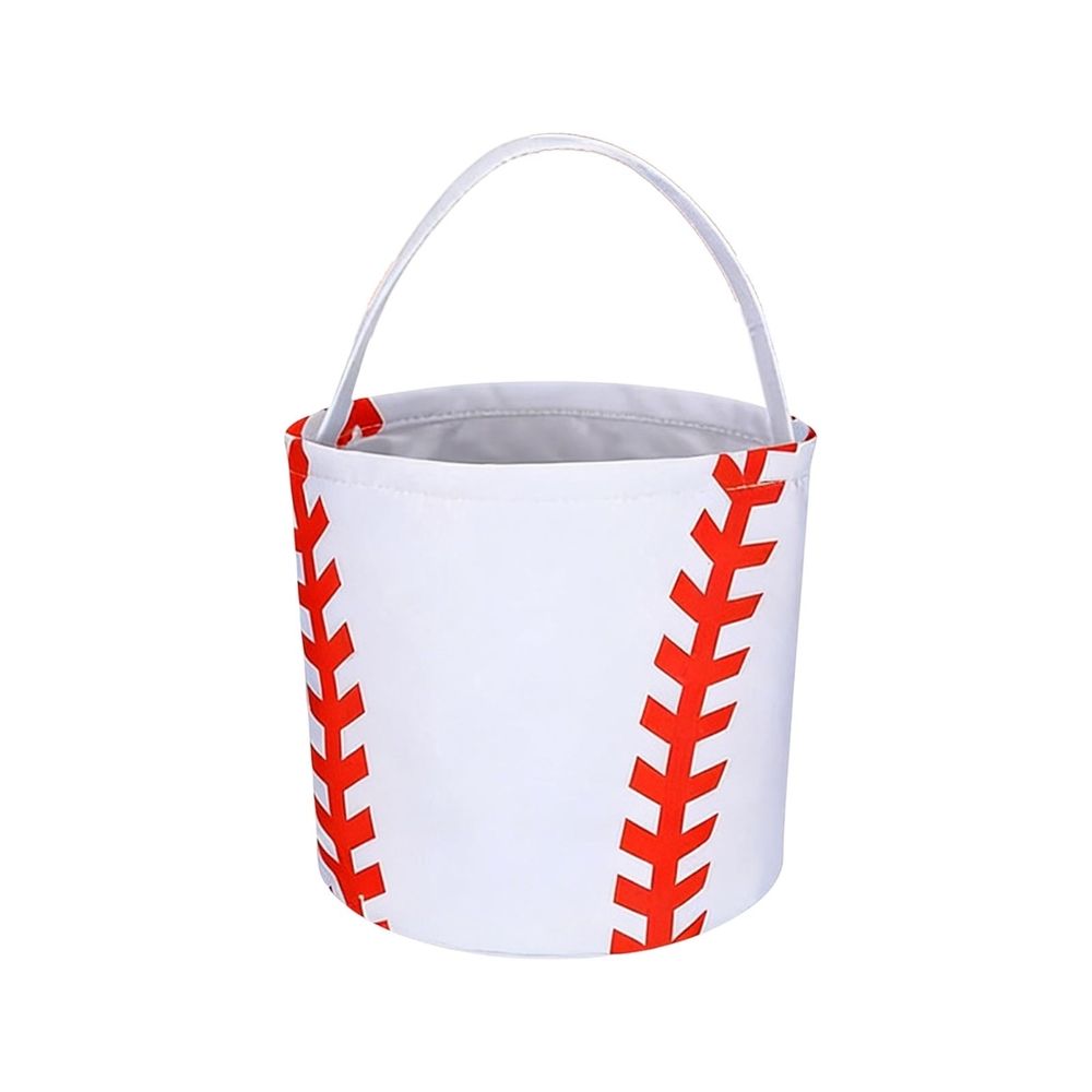 Easter kids portable storage bucket by Everything Baby, multi-purpose tote for candy and snacks, baseball design for kids.