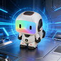 Blue interactive remote control robot toy with touch sensor lights, designed as an educational electronic pet for kids.