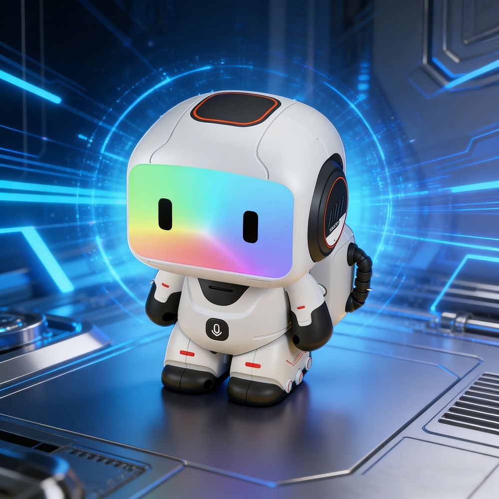 Blue interactive remote control robot toy with touch sensor lights, designed as an educational electronic pet for kids.