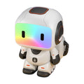 Blue remote control robot toy with touch sensor, lights, and interactive features, designed for kids' educational and entertainment play.