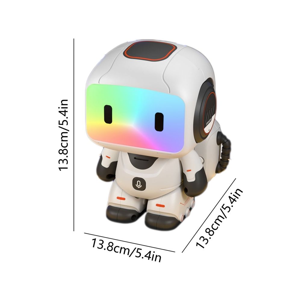 Blue remote control robot toy with touch sensor, lights, and interactive features for kids, designed as an educational electronic pet.