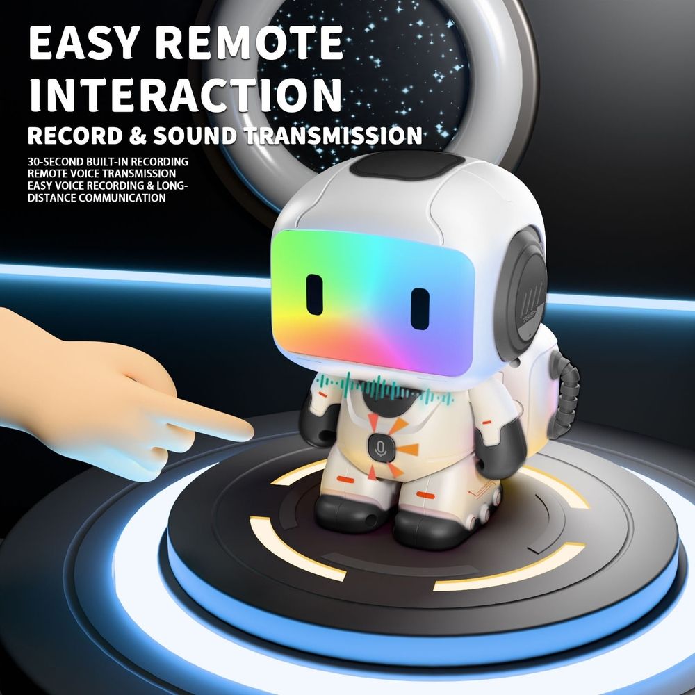 Blue remote control robot toy with touch sensor lights, interactive electronic pet for kids, educational gift, from Everything Baby.
