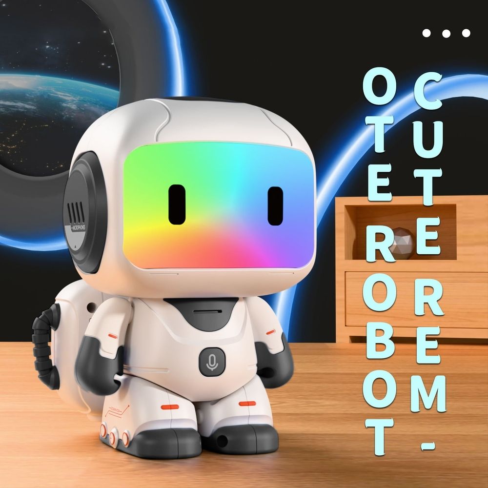 Blue interactive remote control robot toy with touch sensor and light-up features, designed for kids' educational and play activities.