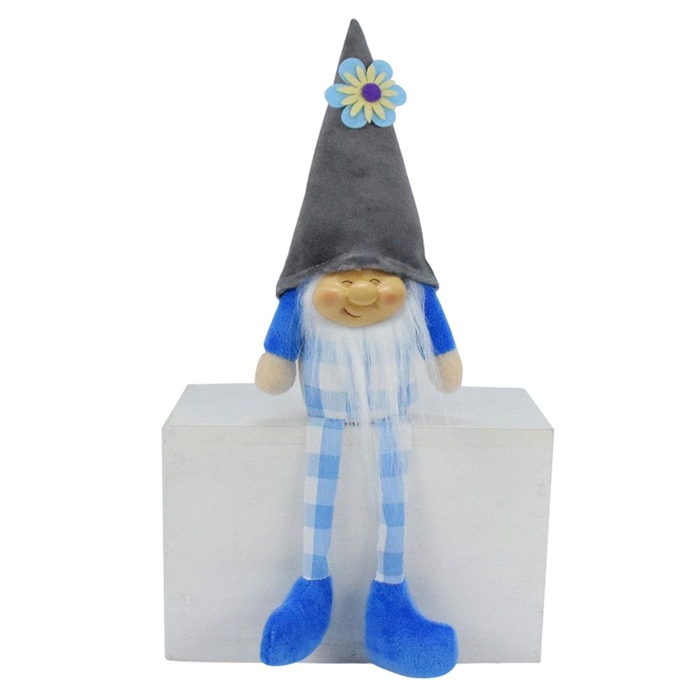 Cute pink dangling leg gnome doll by Everything Baby, smiling dwarf figurine for home tabletop and shelf decor.