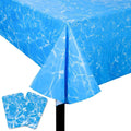 Blue sea themed disposable tablecloth with stain-resistant surface, ideal for summer parties and beach-themed events.
