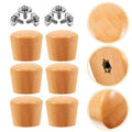 Set of 6 colorful wooden handles for pot lids, suitable for kitchen cookware and replacement purposes.