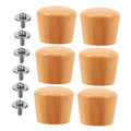 Set of six colorful wooden handles for pot lids, ideal as replacement knobs for kitchen cookware, from Everything Baby.