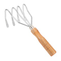 Durable metal clam rake with ergonomic wooden handle for outdoor shell digging, designed for kids' outdoor play by Everything Baby.