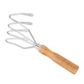 Durable metal clam rake with ergonomic wooden handle for outdoor shell digging, suitable for kids' outdoor play.