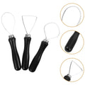 Black pottery sculpting tools set with three pieces for clay crafting and carving projects, suitable for kids and beginners.