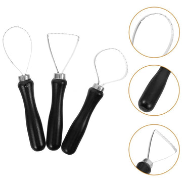 Black pottery sculpting tools set with three pieces for clay crafting and carving projects, suitable for kids and beginners.