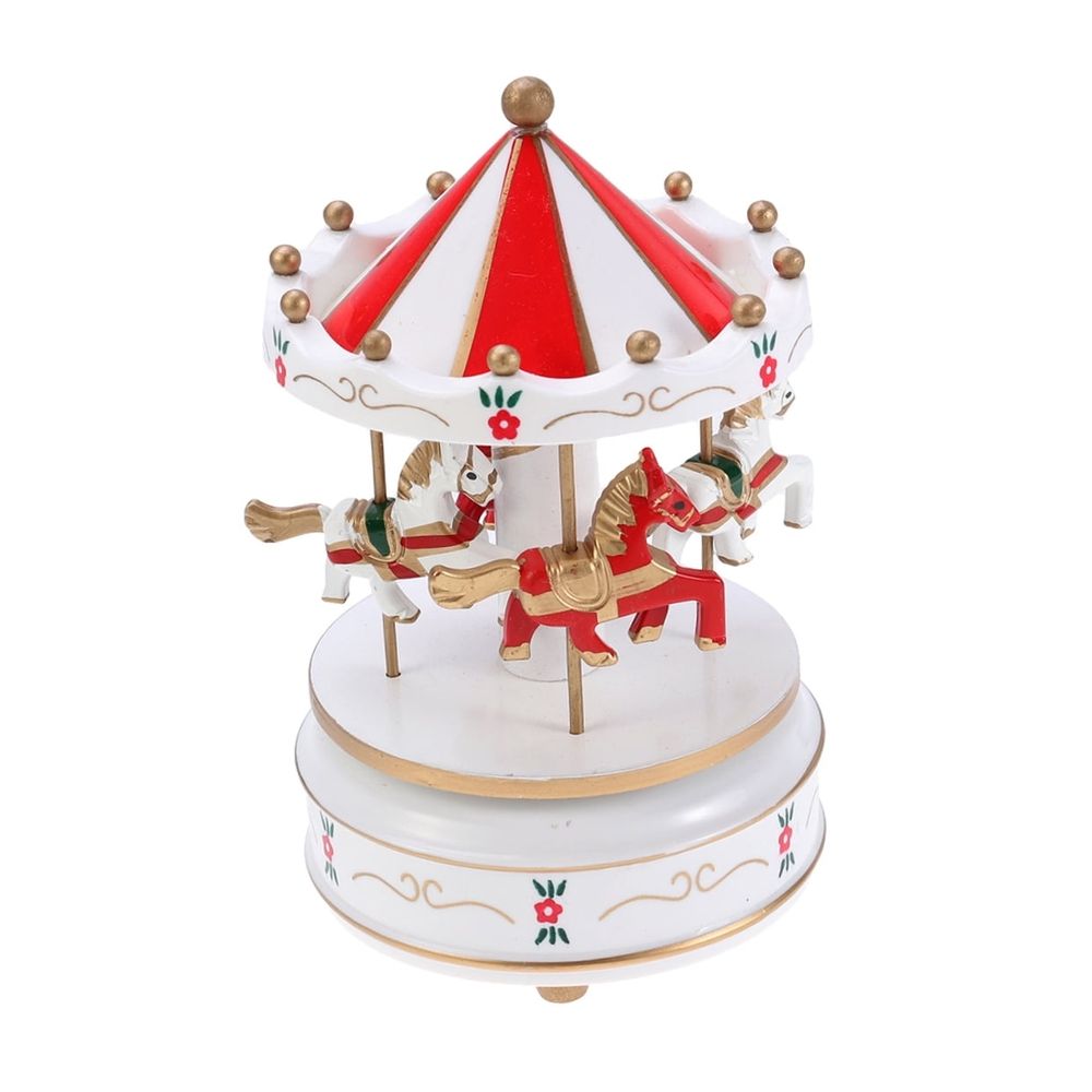 Red carousel music box by Everything Baby with mechanical movement, ideal as a musical toy for kids and babies.