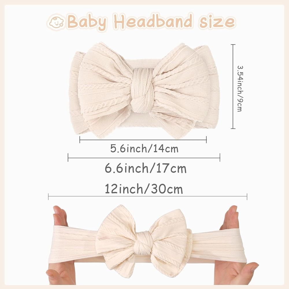 Six handmade baby headbands with double bows, nylon hair accessories for newborns, infants, toddlers, and kids.