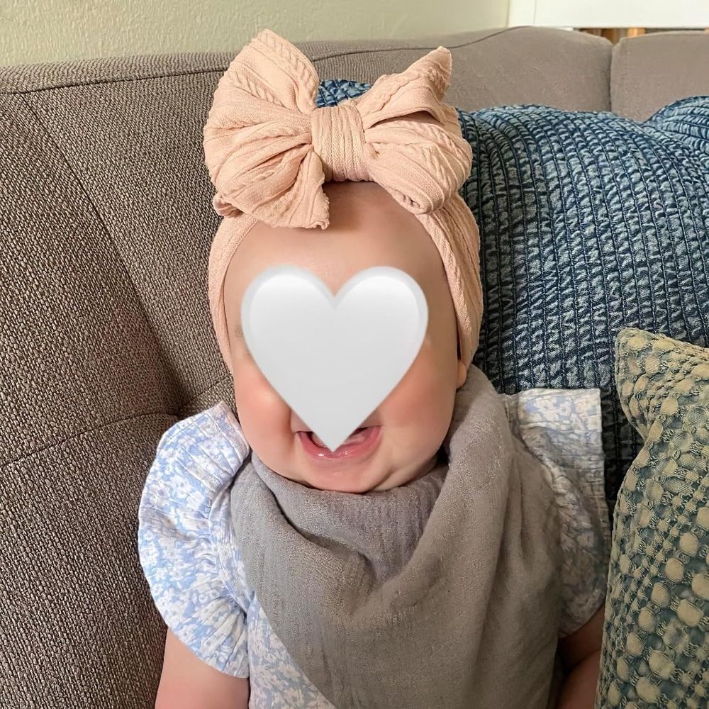 Six handmade baby headbands with double bows, nylon hair accessories for newborns, infants, toddlers, and kids by Everything Baby.