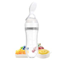 Silicone squeeze baby feeding spoon with 90ml dispenser for cereal, rice, and toddler food from Everything Baby