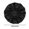 Three black satin sleep bonnets for girls, double-layer, adjustable drawstring night caps for curly hair and braids.