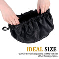 Three black satin sleep bonnets for girls, adjustable drawstring night caps with double layers, ideal for curly hair and braids.